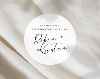 Wedding Thank You Labels | Round White Matte Stickers | Wedding Hotel Bag Snack Bag Sweets Desserts Favors Stickers