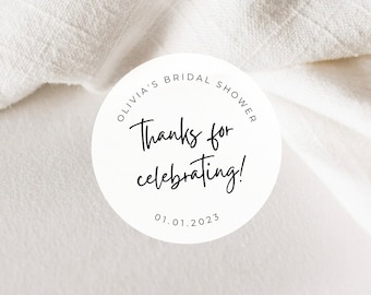 Bridal Shower Thank You Labels | Round White Matte Stickers | Bridal Shower Thank You Favor Stickers