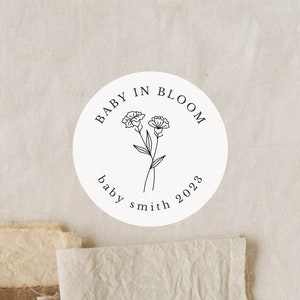 Baby In Bloom Baby Shower Label | Floral | Fruit | Thank You Sticker | Baby Shower Favors Sticker