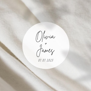 Couple Name Labels | 2 Inch Round White Matte Stickers