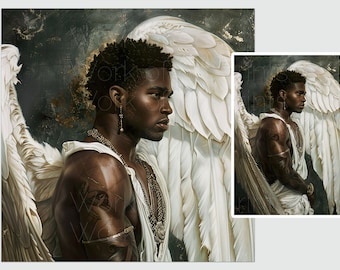 Tattooed Black Guardian Angel Art Print  Modern Spiritual Decor (digital  Download) - Etsy