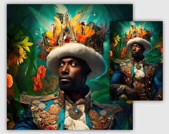 Retrato Fantasia do Rei Negro - Arte de Parede Majestosa (Download Digital)