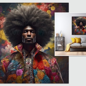 Black Man with Afro Print | Strong Black Man Wall Art | Afro Man Art | Male African American Art | African Art Print | Afro American Men