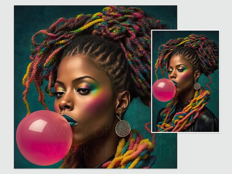 Black Girl Magic Natural Hair Candy Braids Salon Art Fashion Poster 