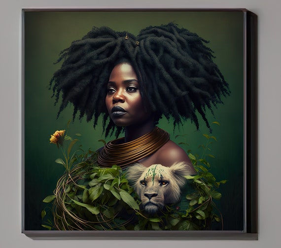 Dark Skin Woman Rasta Art Unique Afrocentric Home Decor 