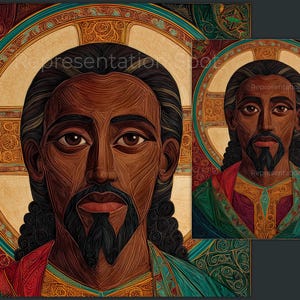 Black Jesus Art Print, Black Savior, Afrocentric Sacred Wall Decor, Christian Religious Digital Download, African Spiritual Portrait PNG