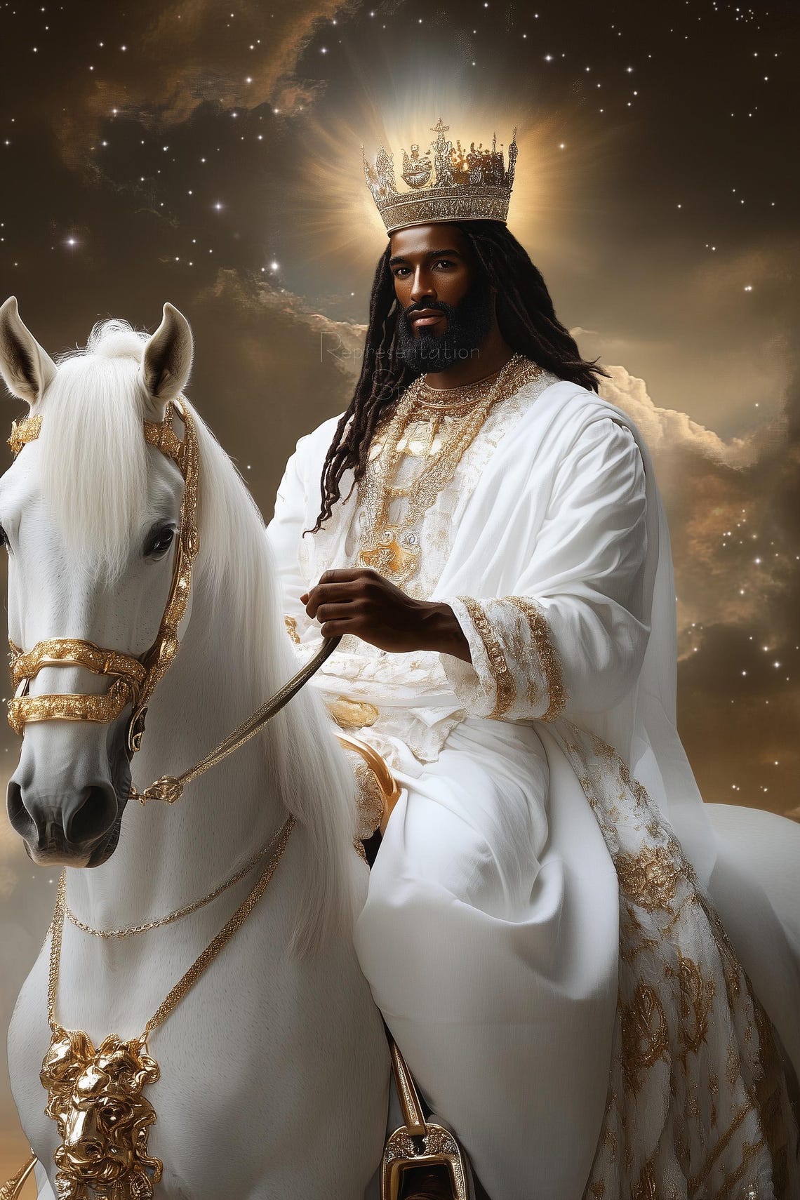 Black Jesus on White Horse Print, Afrocentric Christian Wall Art ...