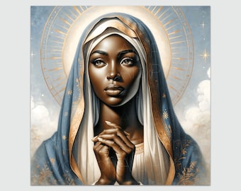 Black Madonna Art Print, Afrocentric Christian Wall Decor (Digital Download)