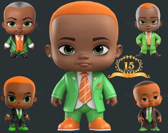 Black Boy Clipart Bundle, Afrocentric Kids in Suits (Digital Download)