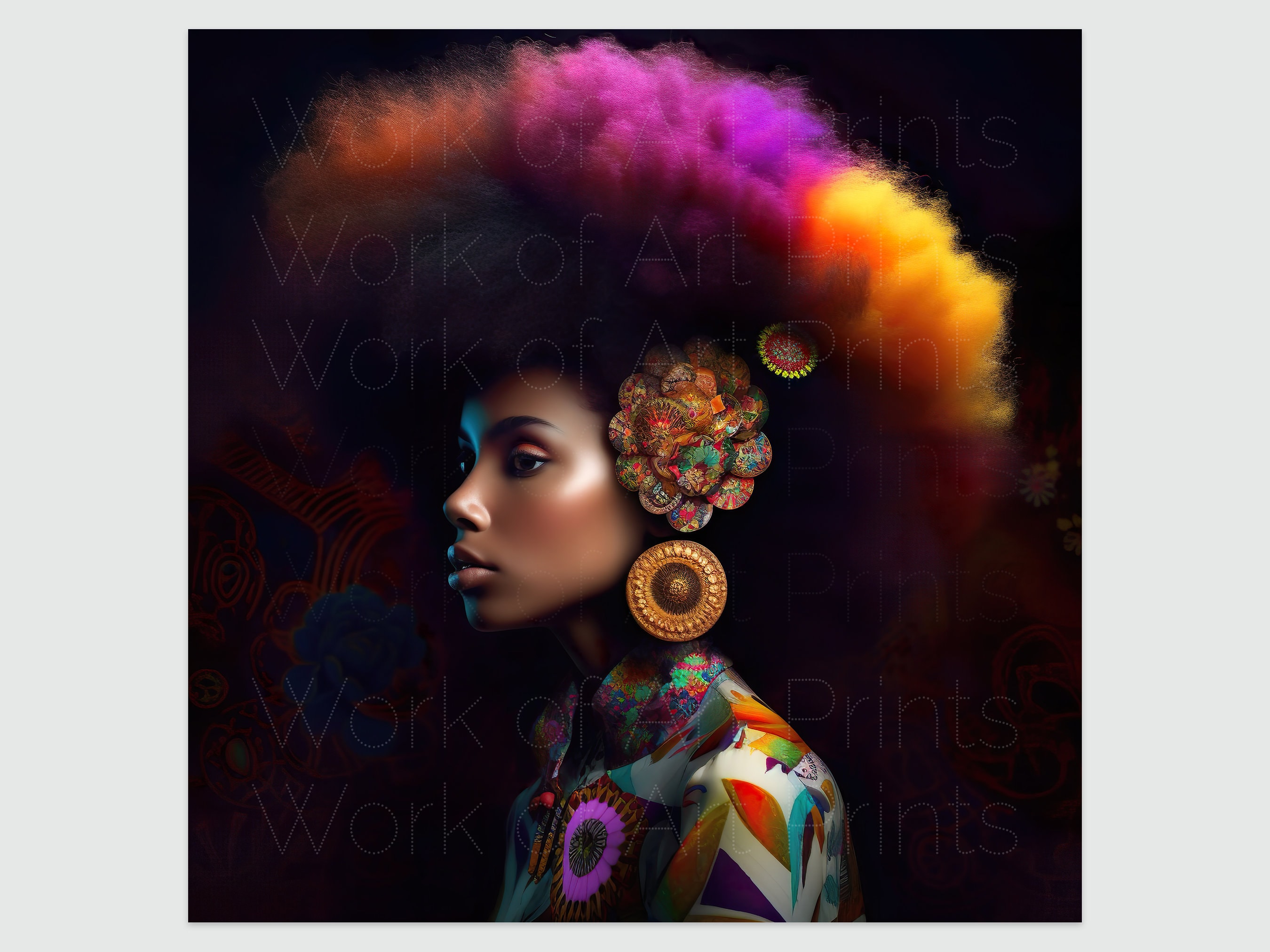 黒人女性のアートヘアポスター、70年代のアフロヘアポスター、黒人女性