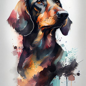 Adorable and Playful: Watercolor Print of a Dachshund - Perfect for Home Decor and Dog Lovers