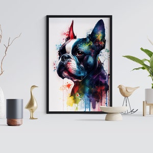 Adorable Watercolor Print of a Boston Terrier - Perfect Gift for Dog Lovers! DogArt,Home Decor,Fine Art Print, Dog Lovers,Animal Portrait