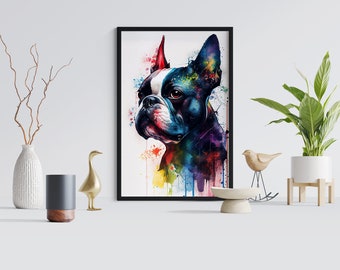 Adorable Watercolor Print of a Boston Terrier - Perfect Gift for Dog Lovers! DogArt,Home Decor,Fine Art Print, Dog Lovers,Animal Portrait