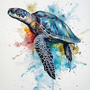 Majestic Turtles: A Stunning Digital Print of Colorful Turtles in their Natural Habitat v8