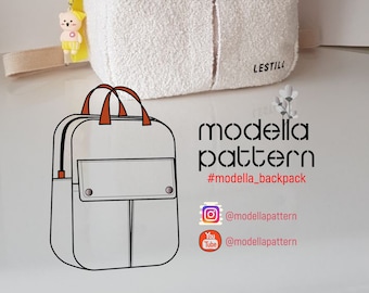 Backpack pattern , tote bag with pockets , canvas tote bag , digital pdf pattern ,  pdf download , school bag pattern , bag template , bag