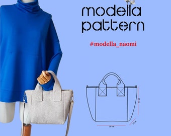 Naomi Tote bag pattern , tote bag with pockets , canvas tote bag , cute bag ,  pdf download , shopping bag pattern , bag template , bag