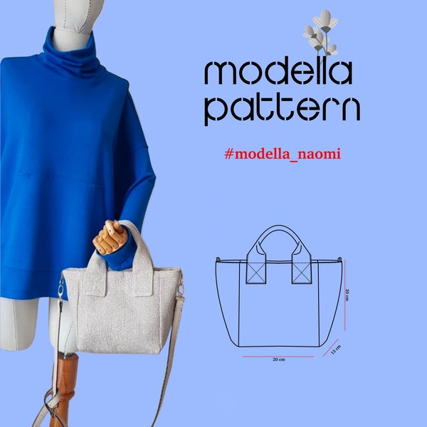 Naomi Tote tas patroon, tas met zakken, canvas draagtas, schattige tas, pdf-download, boodschappentas patroon, tas sjabloon, tas