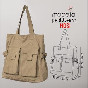 NOSI Taschenschnittmuster , Stoffbeutel mit Taschen , Stoffbeutel , digitales pdf Schnittmuster , PDF Download , Schnittmuster Einkaufstasche , Schnittmuster , Taschenvorlage