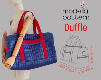 Modella duffle bag pattern , duffle bag with pockets , duffle bag , travel bag,  pdf download , shopping bag pattern , bag template , bag