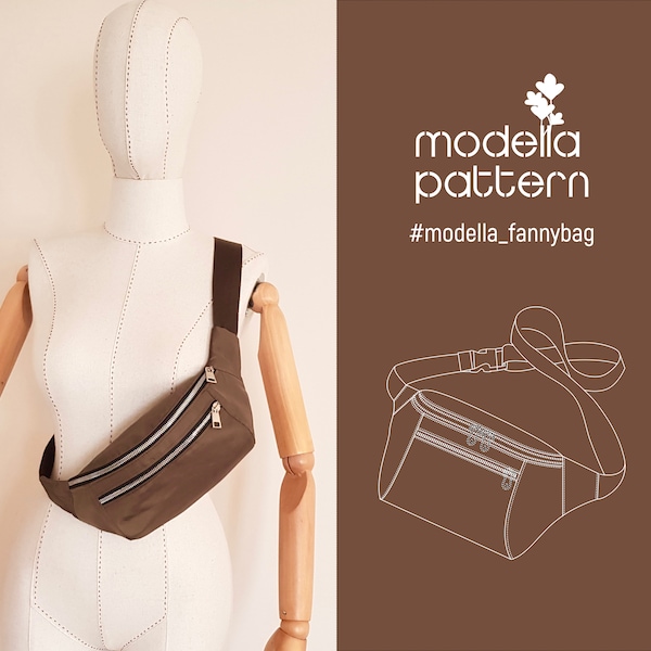 Fanny bag , sling bag , Tote bag pattern , tote bag with pockets , canvas tote bag , digital pdf pattern ,  pdf download, bag template