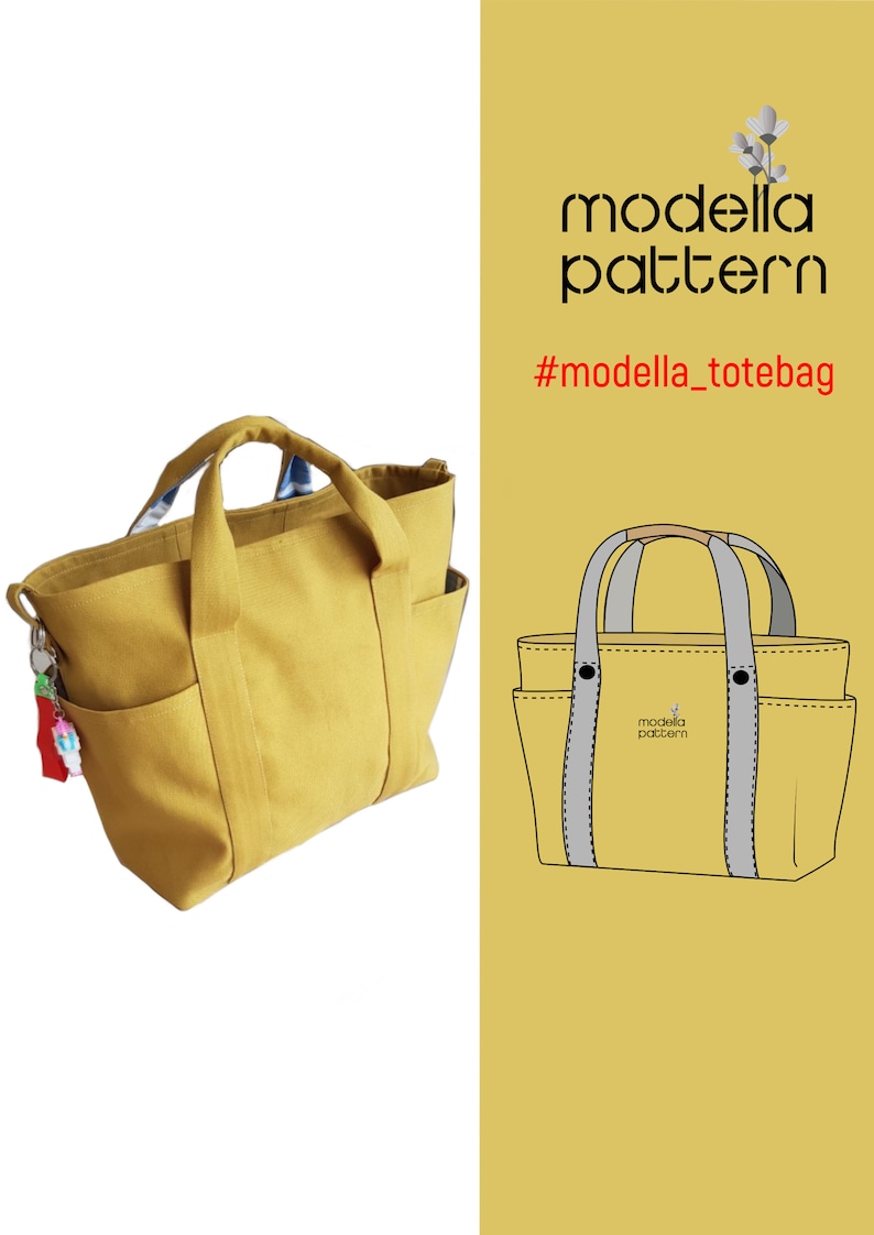 Tote Bag Pattern Tote Bag With Pockets Canvas Tote Bag Etsy Australia