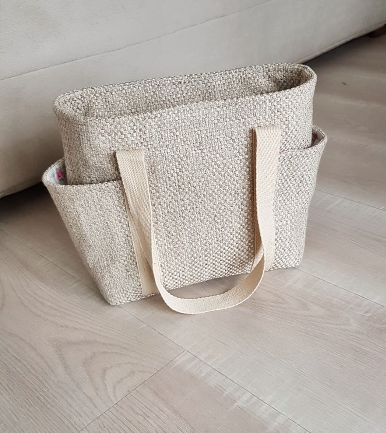 Patrón de mini bolso tote, bolso tote con bolsillos, bolso tote de lona, patrón digital en PDF para descargar, plantilla de bolso, bolso imagen 7