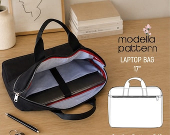 17" Laptop Bag Sewing Pattern, Canvas Tote, Business Briefcase Template (PDF Download)