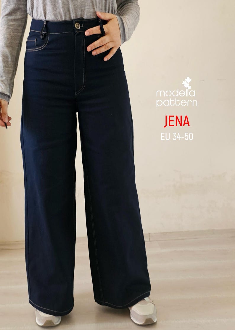 Jena Wide-leg Jeans Sewing Pattern – PDF Digital Download (sizes 34–50 ...