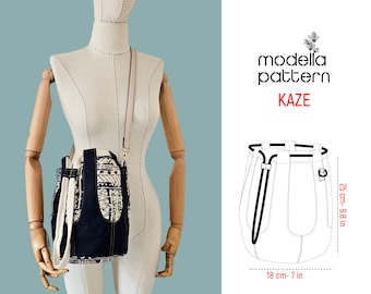 KAZE bag pattern,bucket bag,totebag pattern,digital pdf pattern,pdf download,purse pattern,bag template,cross body bag pattern,crescent bag