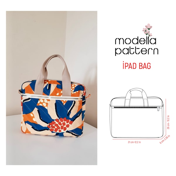 İpad bag pattern tablet bag with pockets canvas tote bag digital pdf pattern pdf download mini bag pattern bag template business bag