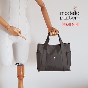 Patrón de mini bolso, bolso de mano con bolsillos, bolso de lona, patrón digital en PDF, descarga en PDF, patrón de bolso de compras, plantilla de bolso, bolso casual