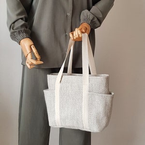 Patrón de mini bolso tote, bolso tote con bolsillos, bolso tote de lona, patrón digital en PDF para descargar, plantilla de bolso, bolso imagen 4