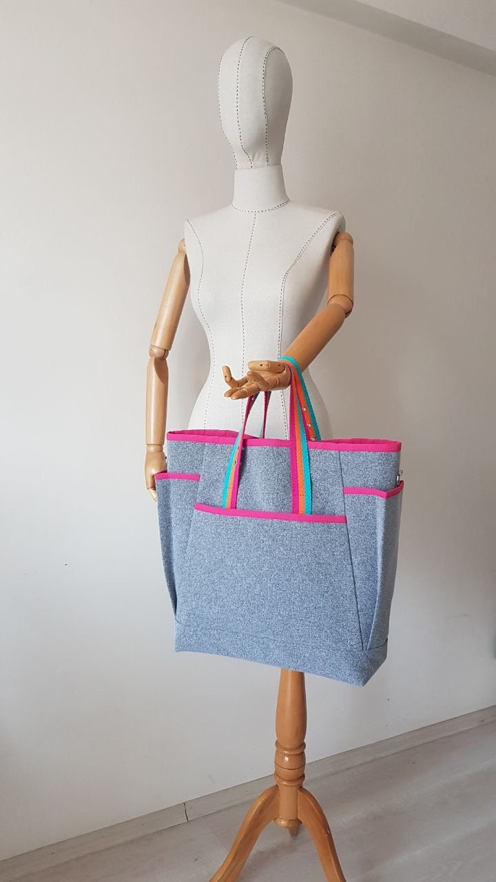UNİTED Bag Pattern Tote Bag With Pockets Canvas Tote Bag Etsy
