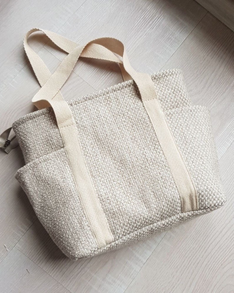 Patrón de mini bolso tote, bolso tote con bolsillos, bolso tote de lona, patrón digital en PDF para descargar, plantilla de bolso, bolso imagen 3