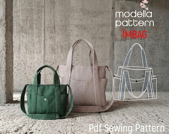 Patron de couture de sac IM PDF | fourre-tout en toile avec poches | Pack Standard + Mini | Adapté aux débutants