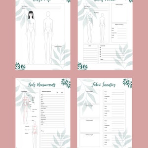 Sewing planner , planners for sewing ,sewing project ,body measurement ,planners , sewing tools , printable planners , fabric inventory form