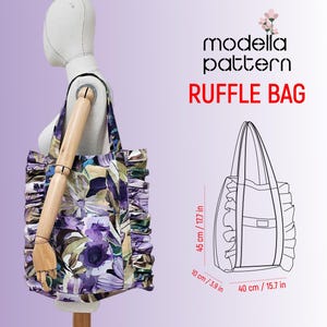 Ruffle bag pattern,canvas bag with pockets,canvas totebag,digital pdf pattern pdf download,shopping bag pattern,cute bag  ,bag with frill