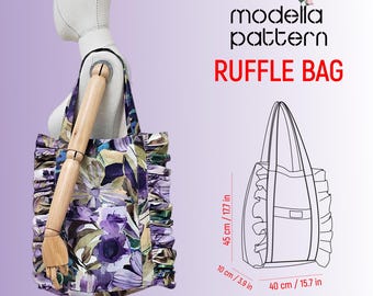 Ruffle Bag Sewing Pattern | Canvas Bag with Frill | Cute Tote Bag PDF Pattern | Instant Download