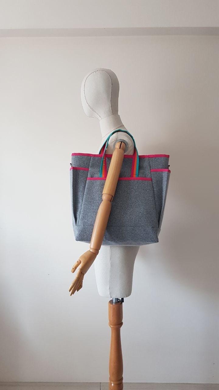 UNİTED Bag Pattern Tote Bag With Pockets Canvas Tote Bag Etsy