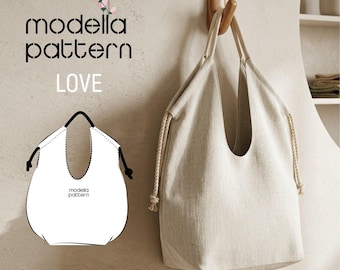 Love bag pattern , canvas bag with pockets ,canvas totebag ,digital pdf pattern , pdf download , shopping bag pattern , bag template , bag