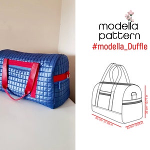 Modella duffle bag pattern , duffle bag with pockets , duffle bag , travel bag,  pdf download , shopping bag pattern , bag template , bag