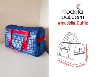 Modella duffle bag pattern , duffle bag with pockets , duffle bag , travel bag,  pdf download , shopping bag pattern , bag template , bag