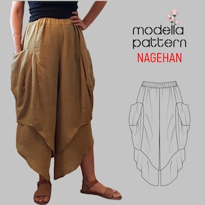 NAGEHAN HAREM pant pattern Women pants yoga pants loose fit pants  linen pant, harem pant pattern, sewing pattern, bohemian pant