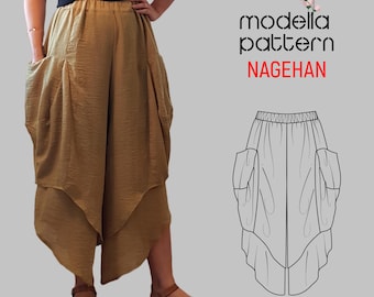 NAGEHAN HAREM pant pattern Women pants yoga pants loose fit pants  linen pant, harem pant pattern, sewing pattern, bohemian pant
