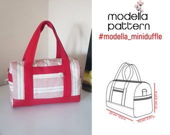 Modello mini borsone, borsone con tasche, borsone, borsa da viaggio, download pdf, modello borsa della spesa, modello di borsa, borsa