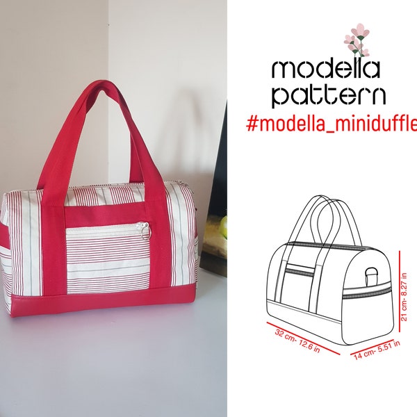 Modèle de mini sac de sport, sac de sport avec poches, sac de sport, sac de voyage, téléchargement pdf, modèle de sac à provisions, modèle de sac, sac