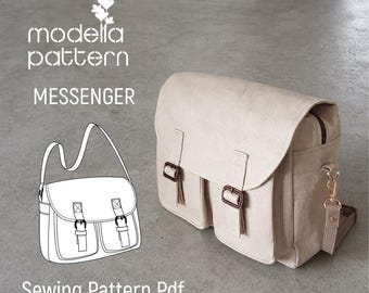 Messenger bag pattern,messenger bag with pockets,big bag,digital pdf pattern,pdf download , shopping bag pattern,bag template,back to school
