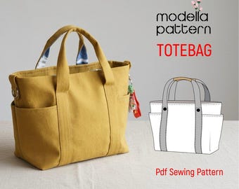 Tote Bag Sewing Pattern PDF | Canvas Tote with Pockets | Beginner Friendly | Instant Download