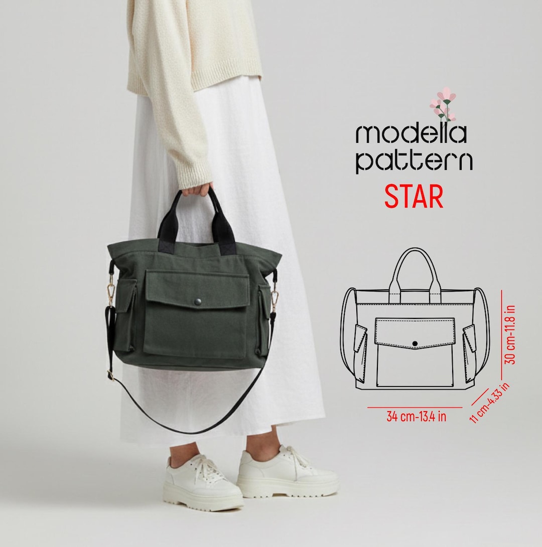 Star Pattern Bag STAR Bag Sewing Pattern PDF | Multi-pocket Canvas Tote With Shoulder ...