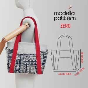 Zero bag pattern , canvas bag with pockets ,canvas totebag ,digital pdf pattern , pdf download , shopping bag pattern , bag template , bag